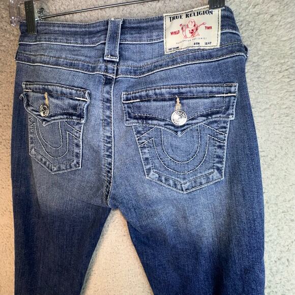 True Religion Jeans Halle Mid Rise Capri Skinny Women's 26 Distressed Y2K Retro - Picture 14 of 16